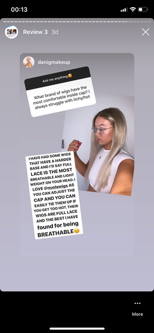 Model wearing blonde balayage 18-inch HD lace human hair wig in body wave texture – Nuola Wigs.