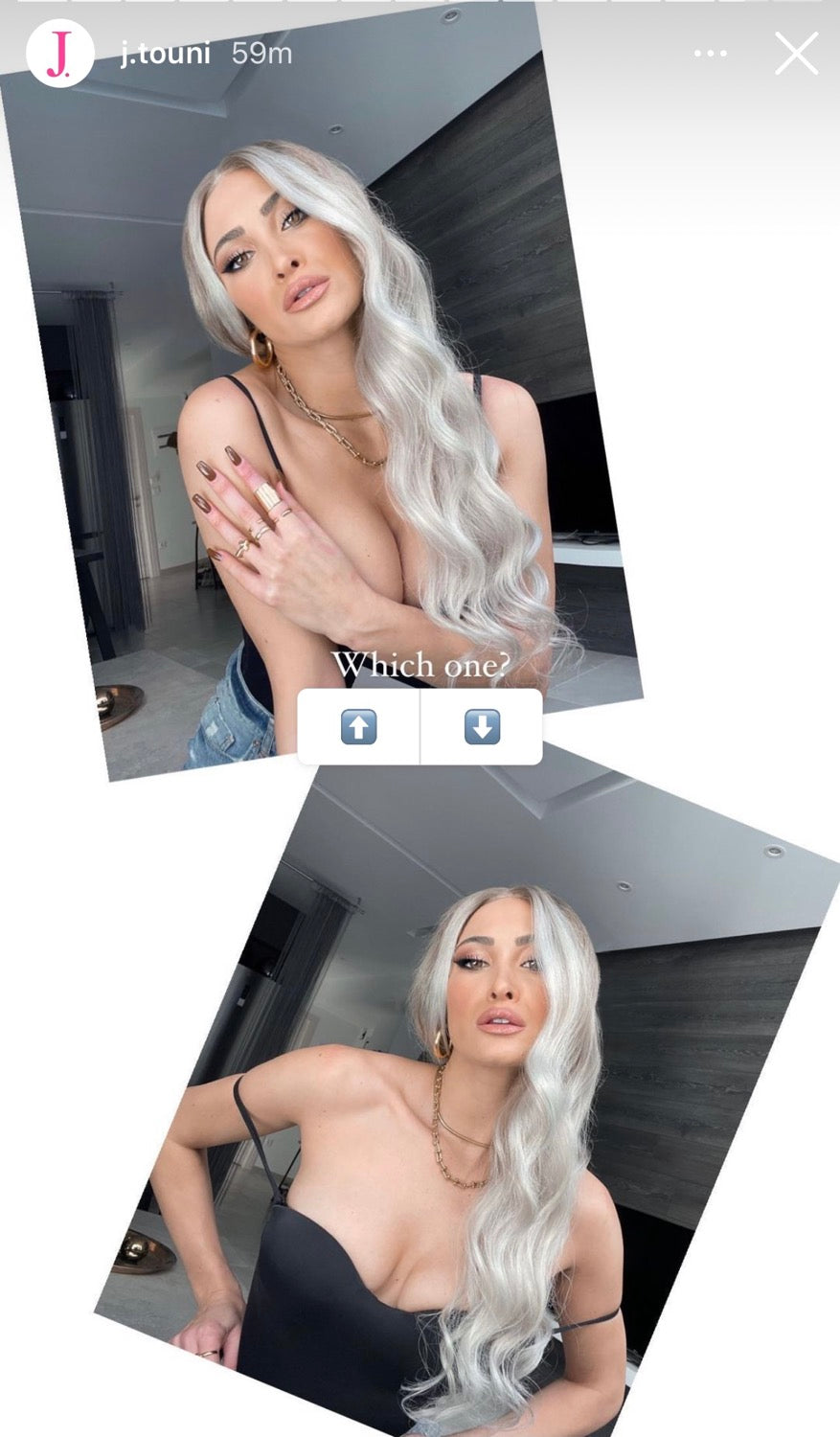 Model wearing blonde balayage 22-inch HD lace human hair wig in body wave texture – Nuola Wigs.