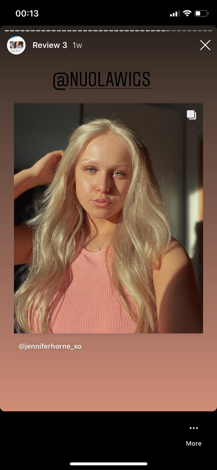 Model wearing brown balayage 18-inch HD lace human hair wig in body wave texture – Nuola Wigs.