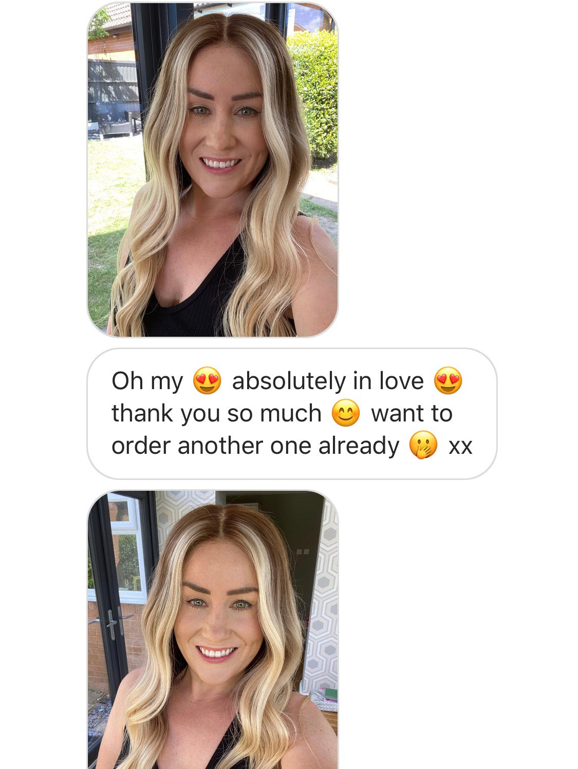 Model wearing brown balayage 20-inch HD lace human hair wig in body wave texture – Nuola Wigs.